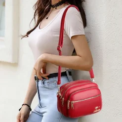 Women's Crossbody Bag Shoulder Bag Dome Bag PU Leather Shopping Daily Zipper Large Capacity Waterproof Lightweight Solid Color Black Red Purple