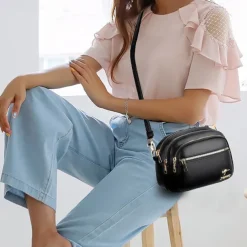 Women's Crossbody Bag Shoulder Bag Dome Bag PU Leather Shopping Daily Zipper Large Capacity Waterproof Lightweight Solid Color Black Red Purple