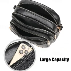 Women's Crossbody Bag Shoulder Bag Dome Bag PU Leather Shopping Daily Zipper Large Capacity Waterproof Lightweight Solid Color Black Red Purple