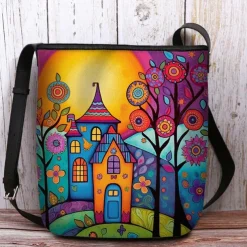 Women's Crossbody Bag Shoulder Bag Bucket Bag Oxford Cloth Nylon Shopping Daily Holiday Print Large Capacity Waterproof Lightweight Flower Outdoor Scene Yellow Blue Purple