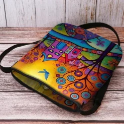 Women's Crossbody Bag Shoulder Bag Bucket Bag Oxford Cloth Nylon Shopping Daily Holiday Print Large Capacity Waterproof Lightweight Flower Outdoor Scene Yellow Blue Purple