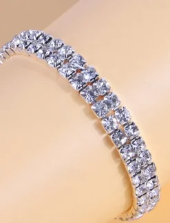 Women's Crystal Bracelet Fancy Fashion Elegant Fashion Luxury Alloy Bracelet Jewelry Silver For Wedding Party Evening Gift Birthday Beach