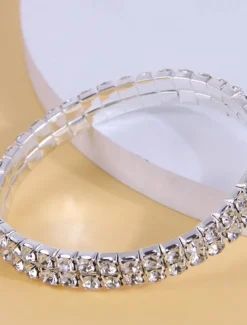 Women's Crystal Bracelet Fancy Fashion Elegant Fashion Luxury Alloy Bracelet Jewelry Silver For Wedding Party Evening Gift Birthday Beach