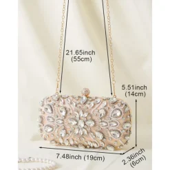 Women's Crystal-Embellished Clutch Bag, Elegant Evening Handbag with Pearl and Rhinestone Detailing, Perfect for Weddings, Parties, and Formal Events Black Silver Gold