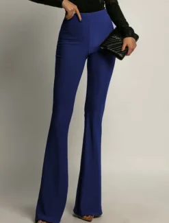 Women's Culottes Wide Leg Fashion Streetwear Full Length High Waist Plain High Cut Comfort Outdoor Micro-elastic Vacation Street Daily Black Red Blue Spring Fall Winter Regular Fit