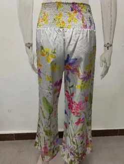 Women's Culottes Wide Leg Chinos Vacation Vintage Fashion Full Length High Waist Floral Pocket Elastic Waistband Comfy Soft Comfortable Micro-elastic Outdoor Vacation Magenta Robin's Egg Blue Pink