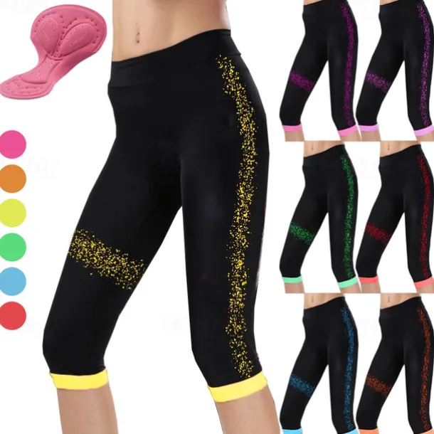 Women's Cycling 3/4 Tights Cycling Shorts Bike Shorts Bike 3/4 Tights Bottoms Mountain Bike MTB Road Bike Cycling Sports 3D Pad Breathable Quick Dry Moisture Wicking Yellow Pink Spandex Clothing