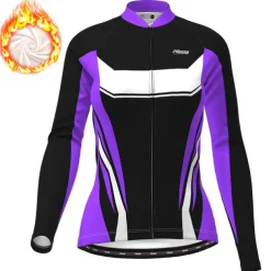 Women's Cycling Jacket Cycling Jersey Graphic Patterned Geometic Long Sleeve Bike Jacket Jersey Top with 3 Rear Pockets Mountain Bike MTB Road Bike Cycling Thermal Warm Fleece Lining Warm Quick Dry