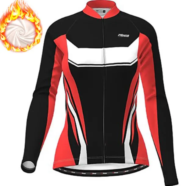 Women's Cycling Jacket Cycling Jersey Graphic Patterned Geometic Long Sleeve Bike Jacket Jersey Top with 3 Rear Pockets Mountain Bike MTB Road Bike Cycling Thermal Warm Fleece Lining Warm Quick Dry