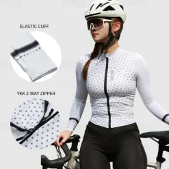 Women's Cycling Jacket Cycling Jersey Color Block Long Sleeve Bike Jersey Raincoat with 3 Rear Pockets Mountain Bike MTB Quick Dry Breathable Sports White Pink Clothing Apparel
