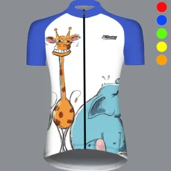 Women's Cycling Jersey Animal Elephant Giraffe Short Sleeve Bike Jersey Top with 3 Rear Pockets Mountain Bike MTB Road Bike Cycling UV Resistant Quick Dry Back Pocket Sweat-Wicking Sports Yellow Pink