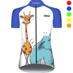 Women's Cycling Jersey Animal Elephant Giraffe Short Sleeve Bike Jersey Top with 3 Rear Pockets Mountain Bike MTB Road Bike Cycling UV Resistant Quick Dry Back Pocket Sweat-Wicking Sports Yellow Pink