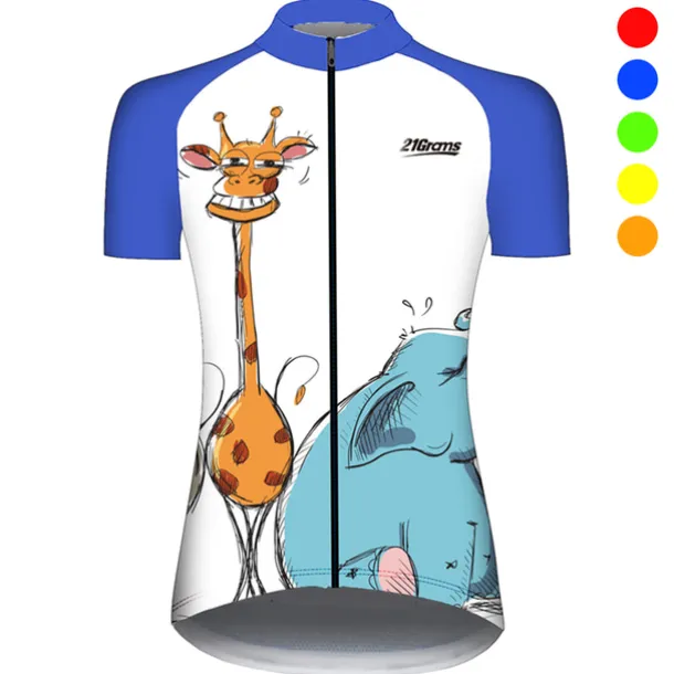 Women's Cycling Jersey Animal Elephant Giraffe Short Sleeve Bike Jersey Top with 3 Rear Pockets Mountain Bike MTB Road Bike Cycling UV Resistant Quick Dry Back Pocket Sweat-Wicking Sports Yellow Pink