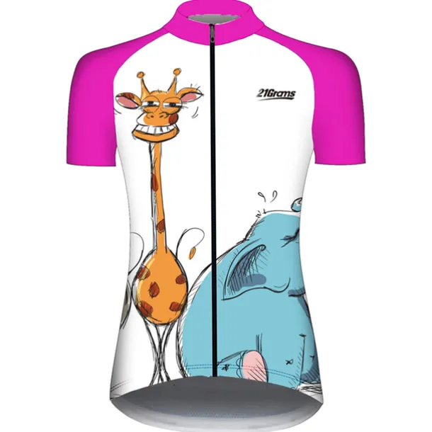 Women's Cycling Jersey Animal Elephant Giraffe Short Sleeve Bike Jersey Top with 3 Rear Pockets Mountain Bike MTB Road Bike Cycling UV Resistant Quick Dry Back Pocket Sweat-Wicking Sports Yellow Pink