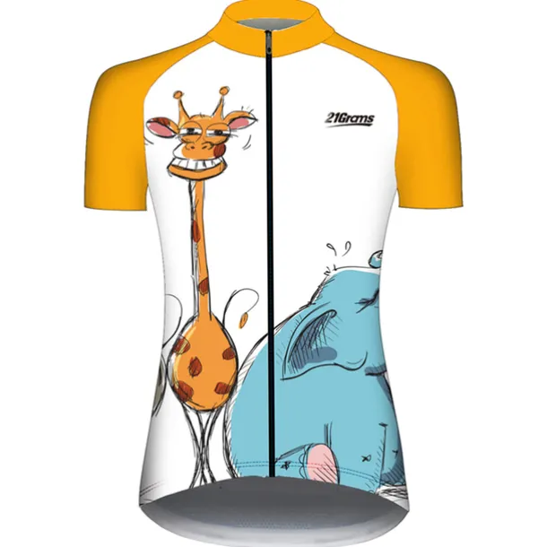 Women's Cycling Jersey Animal Elephant Giraffe Short Sleeve Bike Jersey Top with 3 Rear Pockets Mountain Bike MTB Road Bike Cycling UV Resistant Quick Dry Back Pocket Sweat-Wicking Sports Yellow Pink