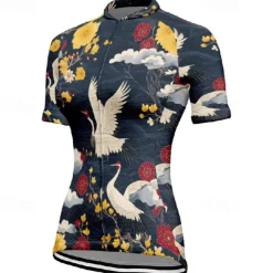 Women's Cycling Jersey Animal Flower Short Sleeve Bike Tee Tshirt Jersey with 3 Rear Pockets Mountain Bike MTB Quick Dry Anatomic Design Wicking Breathable Sports Black Red Navy Blue Clothing Apparel