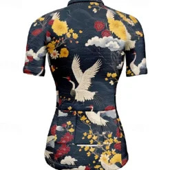 Women's Cycling Jersey Animal Flower Short Sleeve Bike Tee Tshirt Jersey with 3 Rear Pockets Mountain Bike MTB Quick Dry Anatomic Design Wicking Breathable Sports Black Red Navy Blue Clothing Apparel