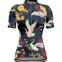 Women's Cycling Jersey Animal Flower Short Sleeve Bike Tee Tshirt Jersey with 3 Rear Pockets Mountain Bike MTB Quick Dry Anatomic Design Wicking Breathable Sports Black Red Navy Blue Clothing Apparel