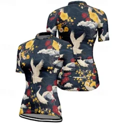 Women's Cycling Jersey Animal Flower Short Sleeve Bike Tee Tshirt Jersey with 3 Rear Pockets Mountain Bike MTB Quick Dry Anatomic Design Wicking Breathable Sports Black Red Navy Blue Clothing Apparel