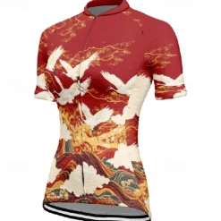 Women's Cycling Jersey Animal Flower Short Sleeve Bike Tee Tshirt Jersey with 3 Rear Pockets Mountain Bike MTB Quick Dry Anatomic Design Wicking Breathable Sports Black Red Navy Blue Clothing Apparel