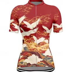 Women's Cycling Jersey Animal Flower Short Sleeve Bike Tee Tshirt Jersey with 3 Rear Pockets Mountain Bike MTB Quick Dry Anatomic Design Wicking Breathable Sports Black Red Navy Blue Clothing Apparel