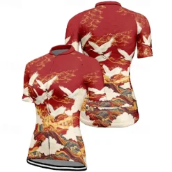 Women's Cycling Jersey Animal Flower Short Sleeve Bike Tee Tshirt Jersey with 3 Rear Pockets Mountain Bike MTB Quick Dry Anatomic Design Wicking Breathable Sports Black Red Navy Blue Clothing Apparel