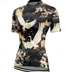 Women's Cycling Jersey Animal Flower Short Sleeve Bike Tee Tshirt Jersey with 3 Rear Pockets Mountain Bike MTB Quick Dry Anatomic Design Wicking Breathable Sports Black Red Navy Blue Clothing Apparel