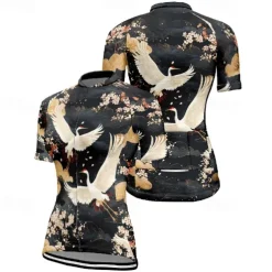 Women's Cycling Jersey Animal Flower Short Sleeve Bike Tee Tshirt Jersey with 3 Rear Pockets Mountain Bike MTB Quick Dry Anatomic Design Wicking Breathable Sports Black Red Navy Blue Clothing Apparel