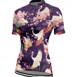 Women's Cycling Jersey Animal Flower Short Sleeve Bike Tee Tshirt Jersey with 3 Rear Pockets Mountain Bike MTB Quick Dry Anatomic Design Wicking Breathable Sports Black Red Navy Blue Clothing Apparel