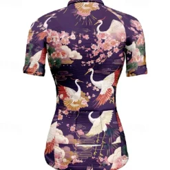 Women's Cycling Jersey Animal Flower Short Sleeve Bike Tee Tshirt Jersey with 3 Rear Pockets Mountain Bike MTB Quick Dry Anatomic Design Wicking Breathable Sports Black Red Navy Blue Clothing Apparel