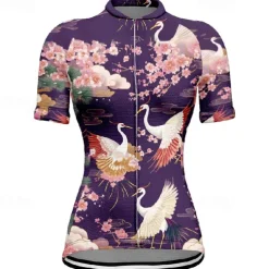 Women's Cycling Jersey Animal Flower Short Sleeve Bike Tee Tshirt Jersey with 3 Rear Pockets Mountain Bike MTB Quick Dry Anatomic Design Wicking Breathable Sports Black Red Navy Blue Clothing Apparel
