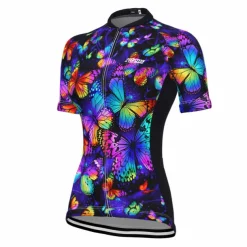 Women's Cycling Jersey Butterfly Short Sleeve Bike Jersey Top with 3 Rear Pockets Mountain Bike MTB Road Bike Cycling Quick Dry Reflective Strips Back Pocket Moisture Wicking Sports Yellow Red Blue