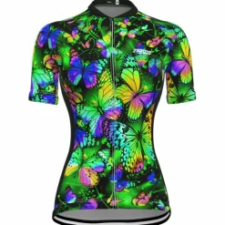Women's Cycling Jersey Butterfly Short Sleeve Bike Jersey Top with 3 Rear Pockets Mountain Bike MTB Road Bike Cycling Quick Dry Reflective Strips Back Pocket Moisture Wicking Sports Yellow Red Blue
