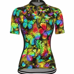 Women's Cycling Jersey Butterfly Short Sleeve Bike Jersey Top with 3 Rear Pockets Mountain Bike MTB Road Bike Cycling Quick Dry Reflective Strips Back Pocket Moisture Wicking Sports Yellow Red Blue