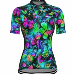 Women's Cycling Jersey Butterfly Short Sleeve Bike Jersey Top with 3 Rear Pockets Mountain Bike MTB Road Bike Cycling Quick Dry Reflective Strips Back Pocket Moisture Wicking Sports Yellow Red Blue