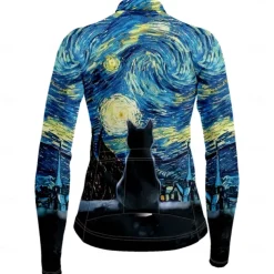 Women's Cycling Jersey Cat Funny Long Sleeve Bike Jersey Top with 3 Rear Pockets Mountain Bike MTB Road Bike Cycling Quick Dry Reflective Strips Back Pocket Moisture Wicking Sports Yellow Red Blue