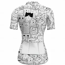 Women's Cycling Jersey Cat Funny Short Sleeve Bike Jersey Top with 3 Rear Pockets Mountain Bike MTB Road Bike Cycling Quick Dry Reflective Strips Back Pocket Moisture Wicking Sports White Clothing