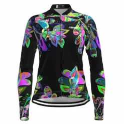 Women's Cycling Jersey Floral Botanical Long Sleeve Bike Top with 3 Rear Pockets Mountain Bike MTB Road Bike Cycling Quick Dry Reflective Strips Back Pocket Moisture Wicking Sports Black Yellow Red
