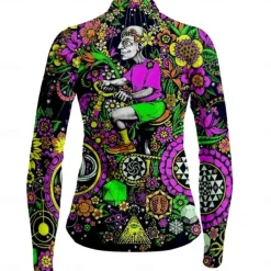 Women's Cycling Jersey Floral Botanical Long Sleeve Bike Jersey Top with 3 Rear Pockets Mountain Bike MTB Road Bike Cycling Quick Dry Reflective Strips Back Pocket Moisture Wicking Sports Royal Blue