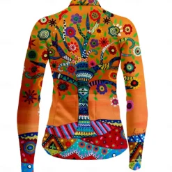 Women's Cycling Jersey Floral Botanical Long Sleeve Bike Jersey Top with 3 Rear Pockets Mountain Bike MTB Road Bike Cycling Quick Dry Reflective Strips Back Pocket Moisture Wicking Sports Royal Blue