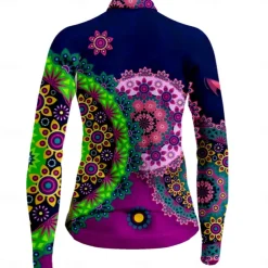 Women's Cycling Jersey Floral Botanical Long Sleeve Bike Jersey Top with 3 Rear Pockets Mountain Bike MTB Road Bike Cycling Quick Dry Reflective Strips Back Pocket Moisture Wicking Sports Royal Blue