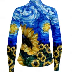 Women's Cycling Jersey Floral Botanical Long Sleeve Bike Jersey Top with 3 Rear Pockets Mountain Bike MTB Road Bike Cycling Quick Dry Reflective Strips Back Pocket Moisture Wicking Sports Royal Blue