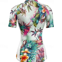 Women's Cycling Jersey Flower Short Sleeve Bike Tee Tshirt Jersey with 3 Rear Pockets Mountain Bike MTB Quick Dry Anatomic Design Wicking Breathable Sports Purple Green Clothing Apparel