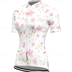 Women's Cycling Jersey Flower Short Sleeve Bike Tee Tshirt Jersey with 3 Rear Pockets Mountain Bike MTB Quick Dry Anatomic Design Wicking Breathable Sports Yellow Pink Blue Clothing Apparel