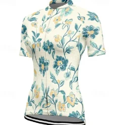 Women's Cycling Jersey Flower Short Sleeve Bike Tee Tshirt Jersey with 3 Rear Pockets Mountain Bike MTB Quick Dry Anatomic Design Wicking Breathable Sports Yellow Pink Blue Clothing Apparel