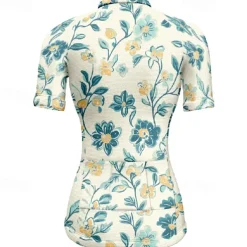 Women's Cycling Jersey Flower Short Sleeve Bike Tee Tshirt Jersey with 3 Rear Pockets Mountain Bike MTB Quick Dry Anatomic Design Wicking Breathable Sports Yellow Pink Blue Clothing Apparel