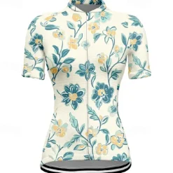 Women's Cycling Jersey Flower Short Sleeve Bike Tee Tshirt Jersey with 3 Rear Pockets Mountain Bike MTB Quick Dry Anatomic Design Wicking Breathable Sports Yellow Pink Blue Clothing Apparel
