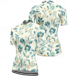 Women's Cycling Jersey Flower Short Sleeve Bike Tee Tshirt Jersey with 3 Rear Pockets Mountain Bike MTB Quick Dry Anatomic Design Wicking Breathable Sports Yellow Pink Blue Clothing Apparel