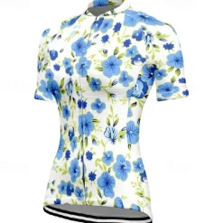 Women's Cycling Jersey Flower Short Sleeve Bike Tee Tshirt Jersey with 3 Rear Pockets Mountain Bike MTB Quick Dry Anatomic Design Wicking Breathable Sports Yellow Pink Blue Clothing Apparel