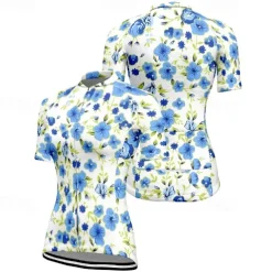 Women's Cycling Jersey Flower Short Sleeve Bike Tee Tshirt Jersey with 3 Rear Pockets Mountain Bike MTB Quick Dry Anatomic Design Wicking Breathable Sports Yellow Pink Blue Clothing Apparel